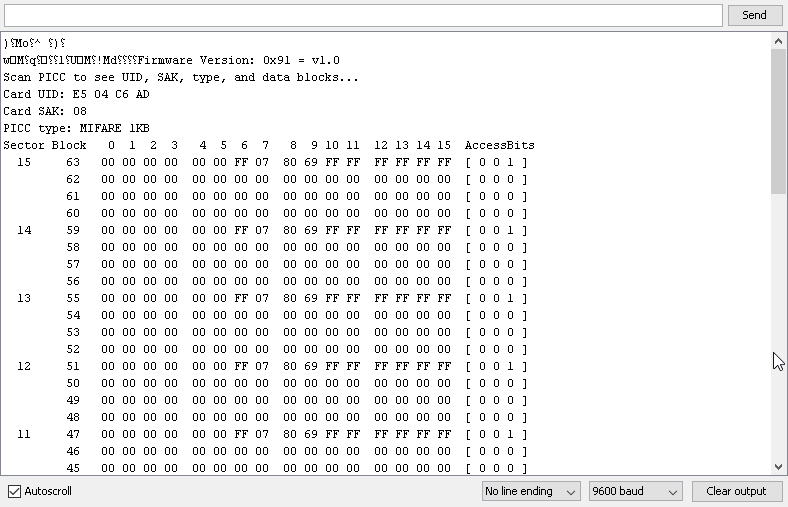 serial monitor info mfrc522